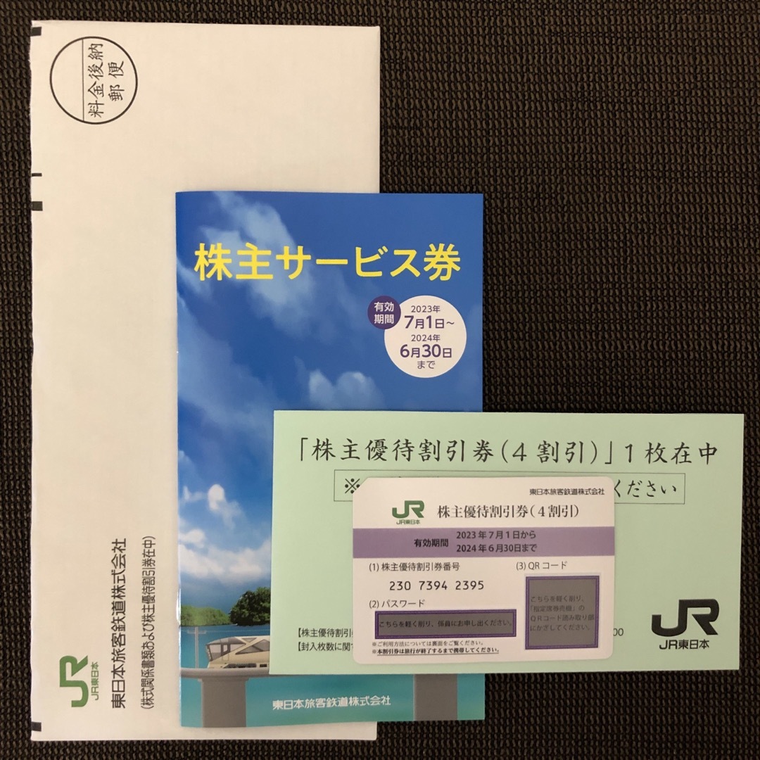 JR(ジェイアール)のJR東日本　株主優待割引券１枚　株主サービス券 チケットの乗車券/交通券(鉄道乗車券)の商品写真