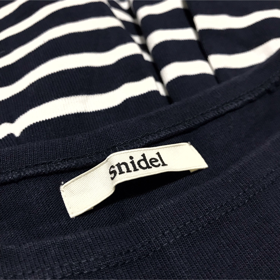 SNIDEL(スナイデル)のsnidel スナイデル【美品】ボーダー柄 五分袖 フレア ワンピース レディースのワンピース(ミニワンピース)の商品写真