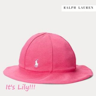 ラルフローレン(Ralph Lauren)の24m 48cm  ラルフローレン  ピンク　ハット　白ポニー(帽子)