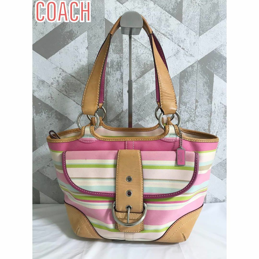 COACH - 【良品】COACH コーチ 1889 ボーダー ショルダーバッグ トート