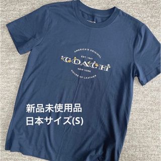 【新品タグ付き】COACH コーチ 花柄刺繍  ロゴTシャツ  ネイビー  S