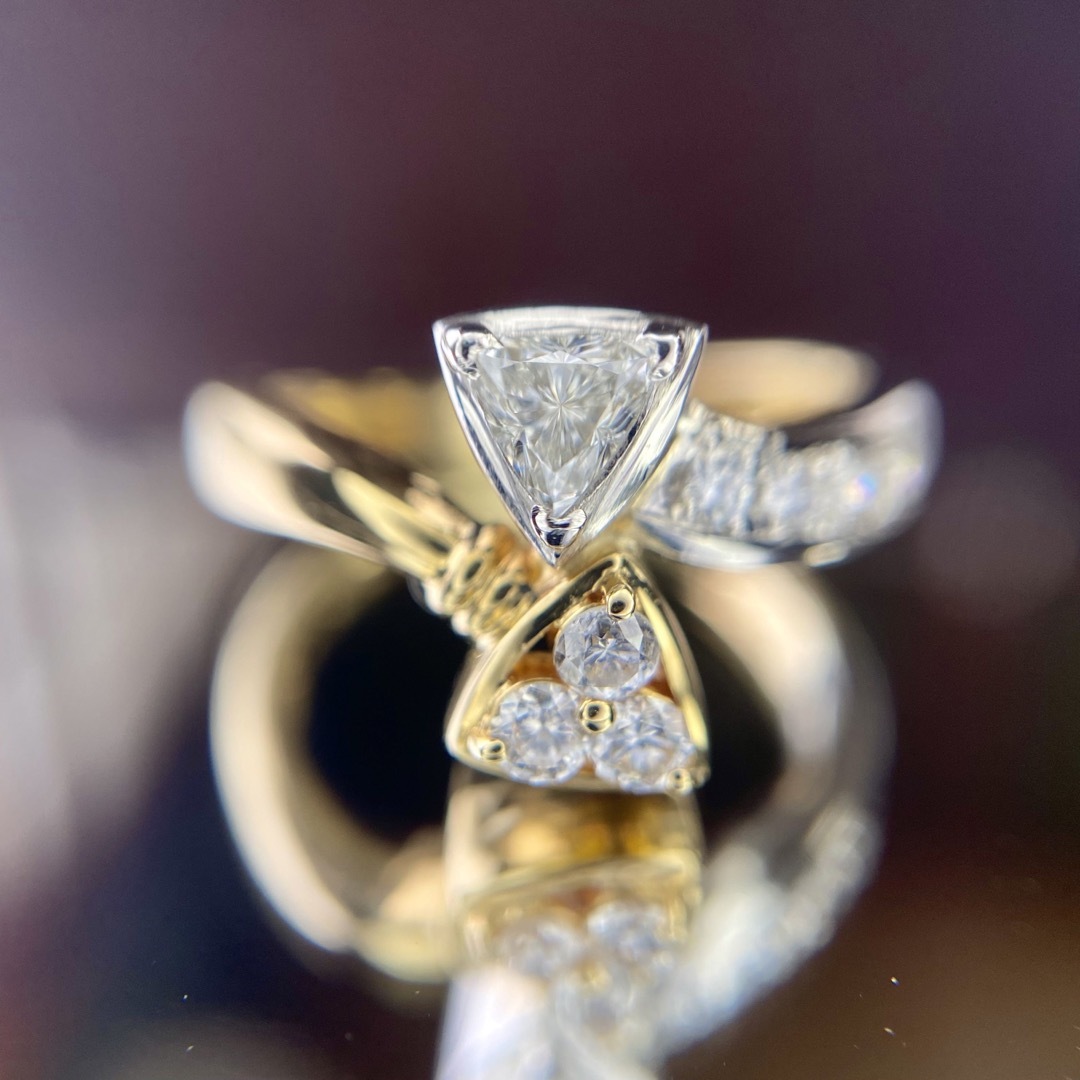 『専用です』天然ダイヤモンド トリリアント×ラウンド 計0.36ct K/P レディースのアクセサリー(リング(指輪))の商品写真