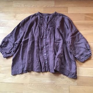 ネストローブ(nest Robe)の【美品】ネストローブ　リネンピンタックブラウス(シャツ/ブラウス(長袖/七分))