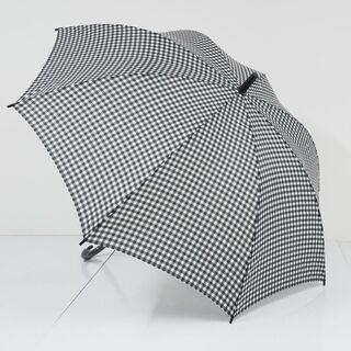 ムジルシリョウヒン(MUJI (無印良品))のM02 MUJI 無印良品 傘 USED美品 しるしのつけられる傘 ギンガムチェック 白 黒 グラス骨 男女兼用 左利き兼用 60cｍ KR(傘)