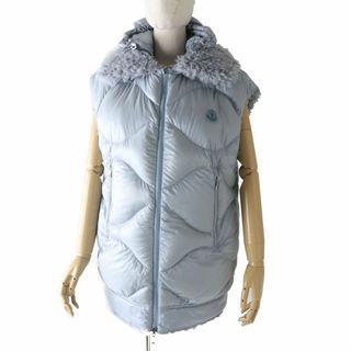 美品 モンクレール 23SS ACHARD リバーシブル ダウンベスト レディース 水色 00 ボア MONCLER