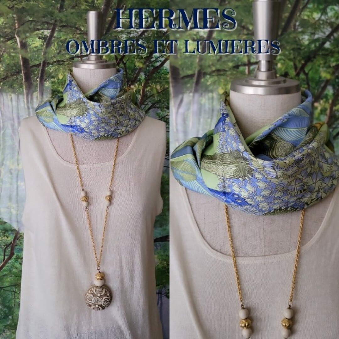 Hermes(エルメス)のレア　稀少　HERMES　エルメス　シルク　スカーフ　カレ90　光と影 レディースのファッション小物(バンダナ/スカーフ)の商品写真