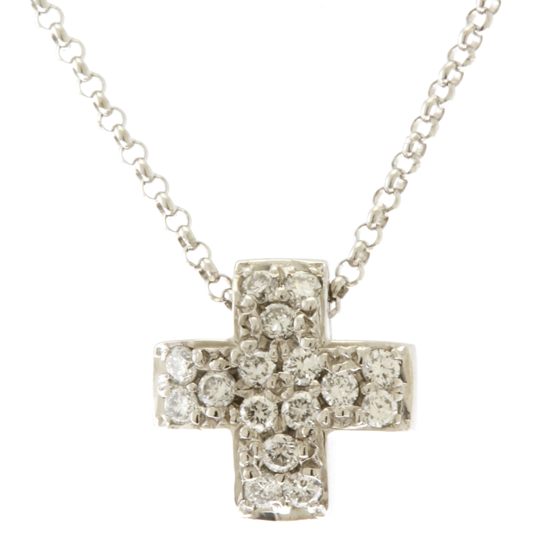 ネックレス クロス 十字架 パヴェ K18ホワイトゴールド ダイヤモンド 0.16ct