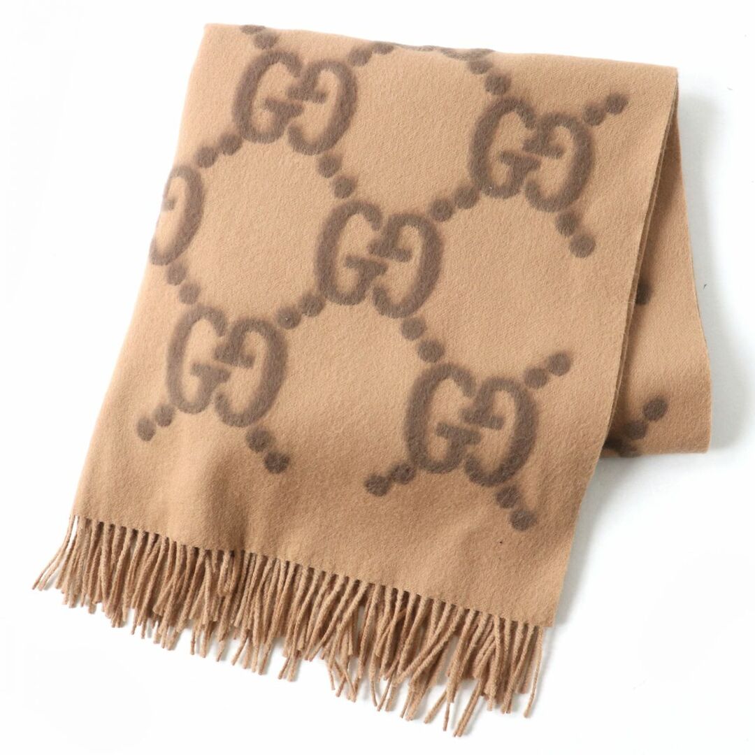 未使用品△正規品 GUCCI グッチ 675876 グッチシマ ウール100% 大判 ショール/ストール ブラウン×ベージュ系 70×210cm イタリア製 | フリマアプリ ラクマ