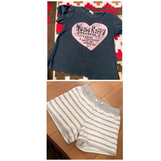 ギャップキッズ(GAP Kids)のGAP kids白グレーボーダーショーパンと可愛いTシャツ使える2点セット130(パンツ/スパッツ)