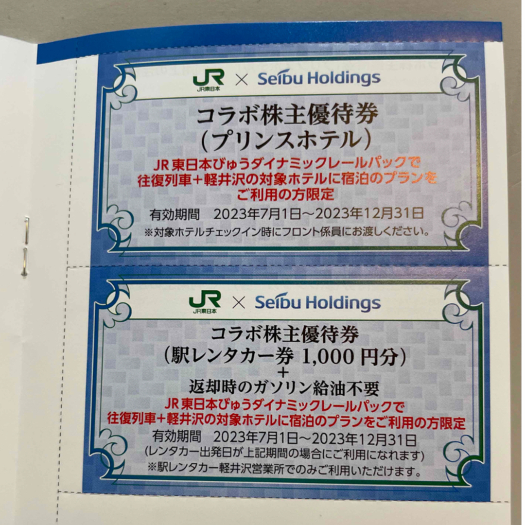 東日本旅客鉄道  株主優待割引券(2枚) 株主サービス券　2024.6.30