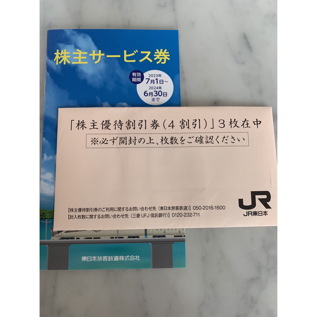 JR東日本株主優待割引券4枚綴りと株主サービス券