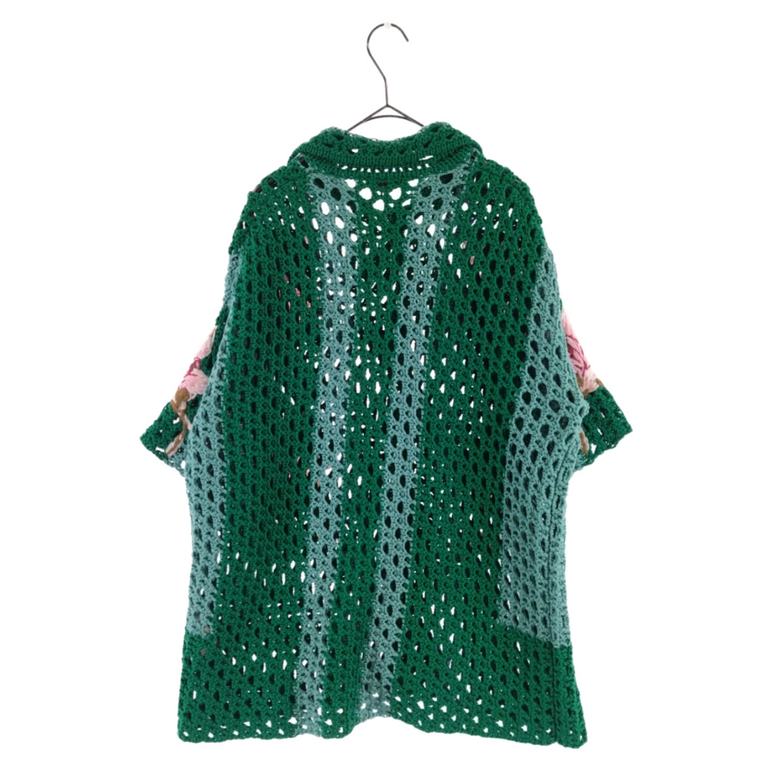 VALENTINO(ヴァレンティノ)のVALENTINO ヴァレンチノ floral-embroidered crochet shirt VV0KP01C7E9 フローラルエンブロイダリー クロシェットシャツ グリーン 半袖シャツ メンズのトップス(シャツ)の商品写真