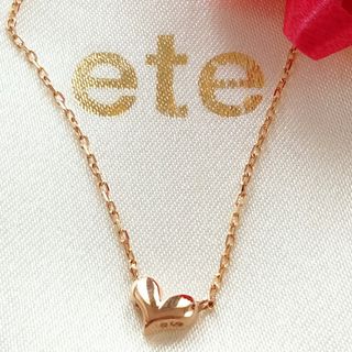 ete  18k ピンクゴールド　ハートネックレス