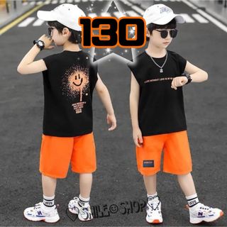 キッズ セットアップ タンクトップ 短パン にこちゃん 男の子 130(Tシャツ/カットソー)