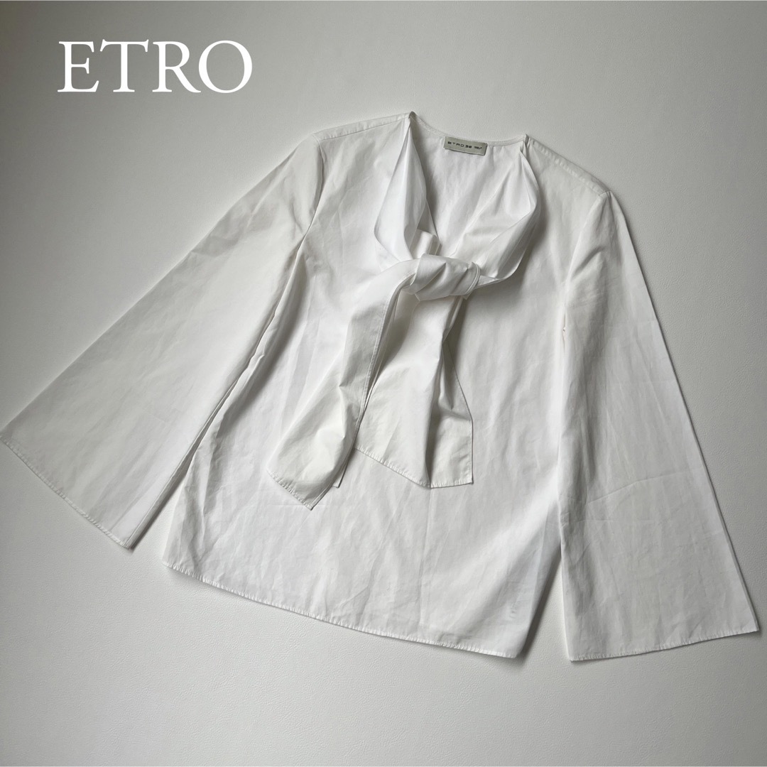 【イタリア製】ETRO エトロ　ブラウス　シャツ　リボン　トップス約43cm袖丈