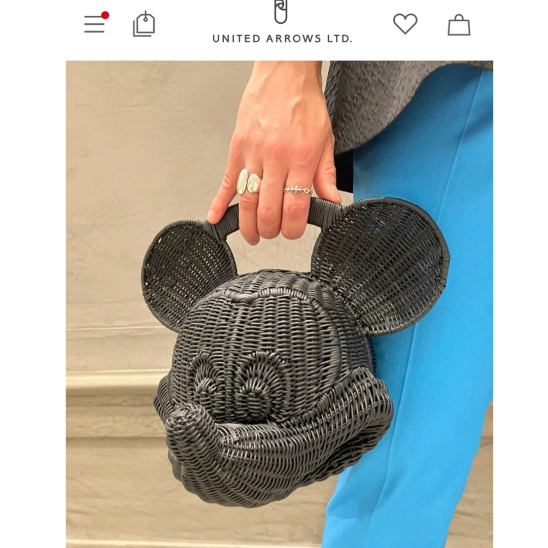 UNITED ARROWS(ユナイテッドアローズ)のUNITED ARROWS別注  MICKEY MOUSE デザイン バスケット レディースのバッグ(かごバッグ/ストローバッグ)の商品写真