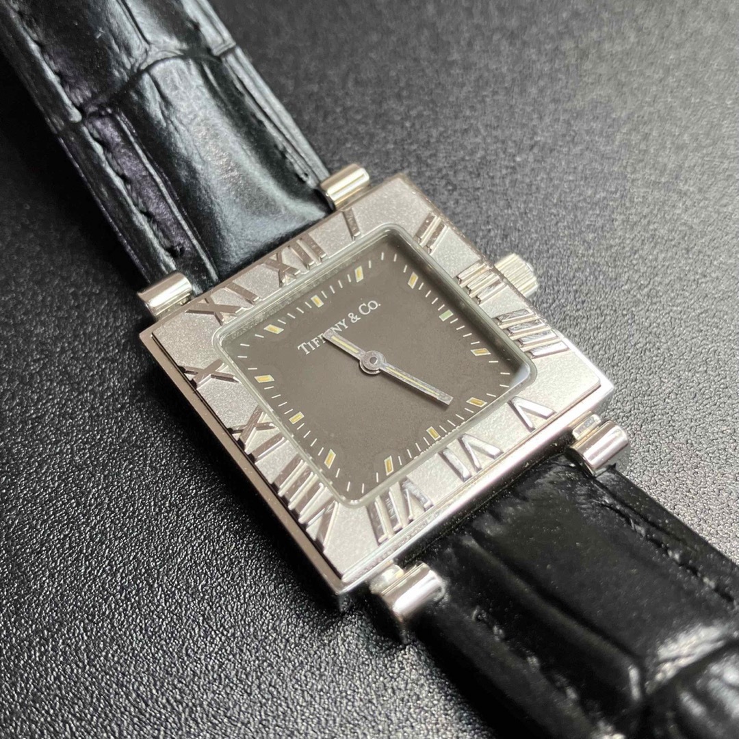 【美品 確実正規品】ティファニー 腕時計 アトラス スクエア ブラック 可動品