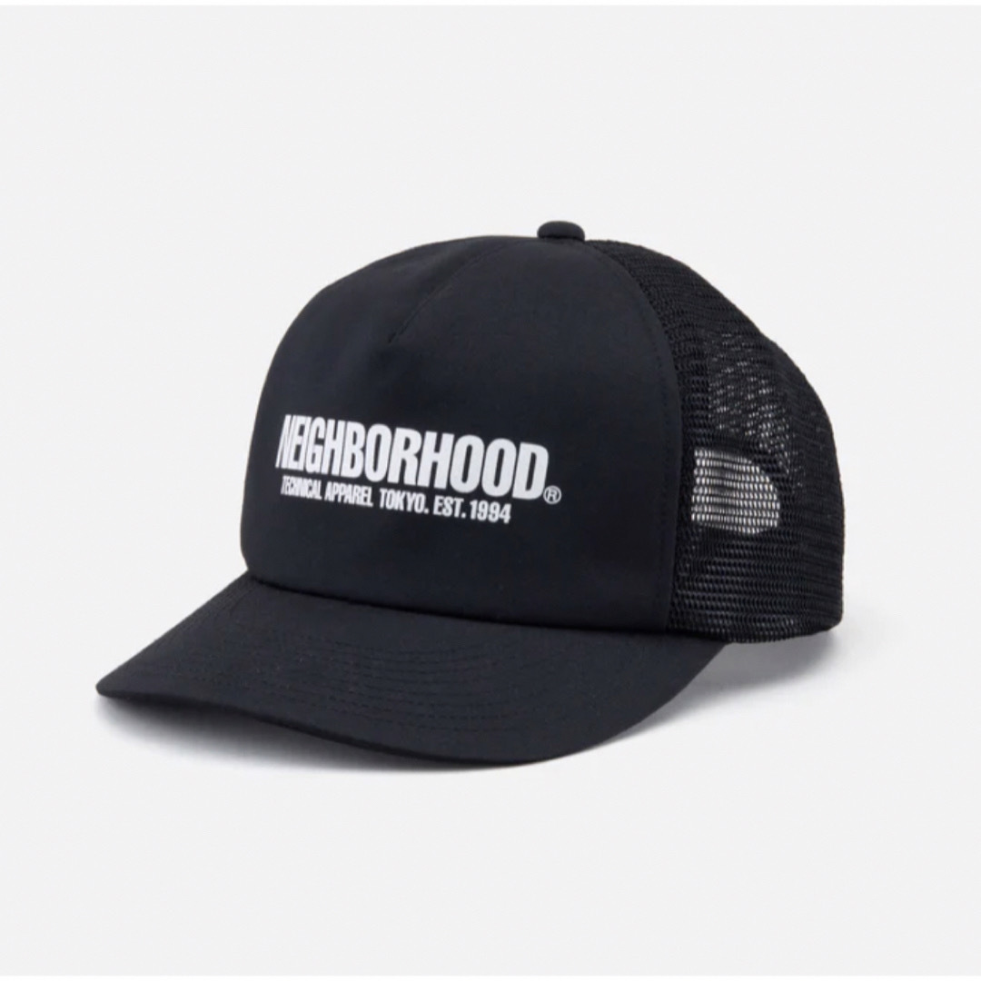 NEIGHBORHOOD LOGO PRINT MESH CAP BLACK