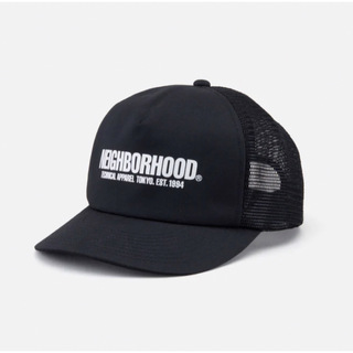 ネイバーフッド(NEIGHBORHOOD)のNEIGHBORHOOD LOGO PRINT MESH CAP BLACK(キャップ)