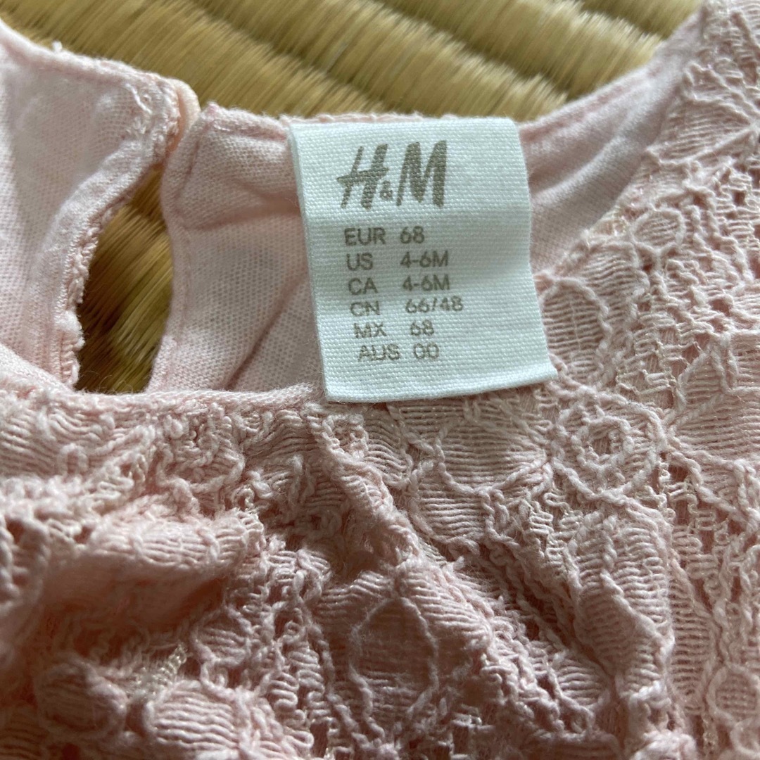 H&M(エイチアンドエム)のワンピース ドレス H&M ベビー ピンク 花柄 レース キッズ/ベビー/マタニティのベビー服(~85cm)(ワンピース)の商品写真