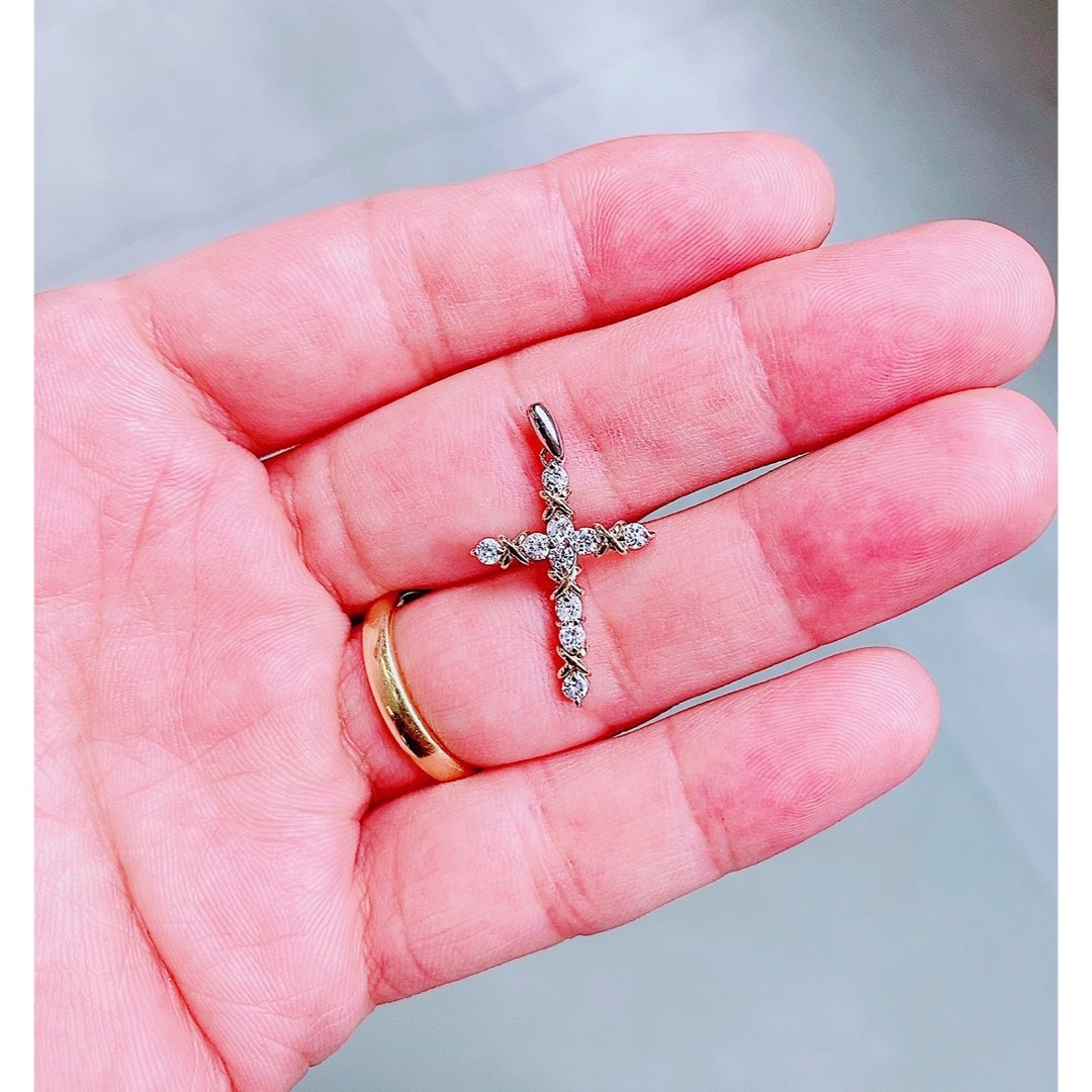 ☆0.50ct☆✨クロスダイヤモンドプラチナK18ネックレスペンダント