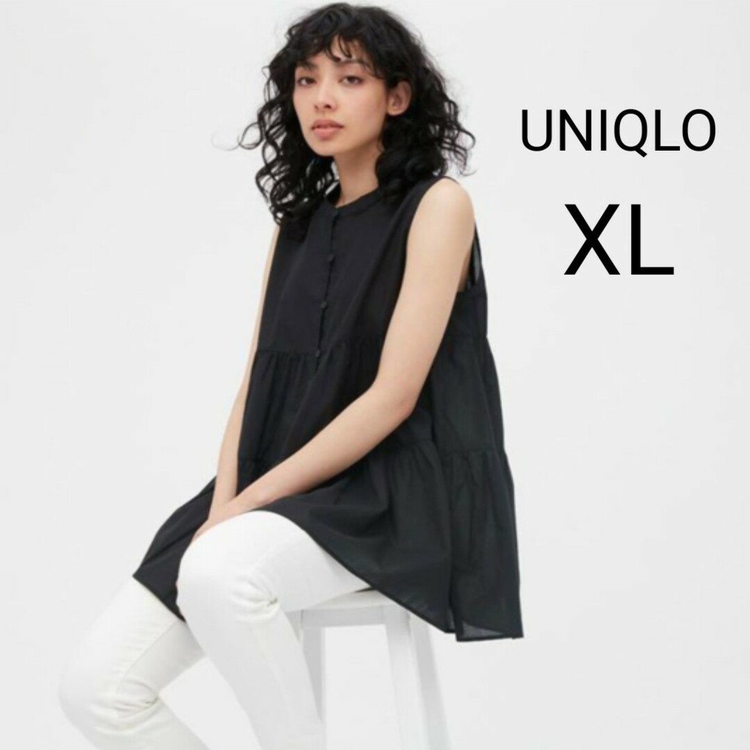 UNIQLO(ユニクロ)のユニクロ コットンギャザーブラウス ノースリーブ レディースのトップス(シャツ/ブラウス(半袖/袖なし))の商品写真