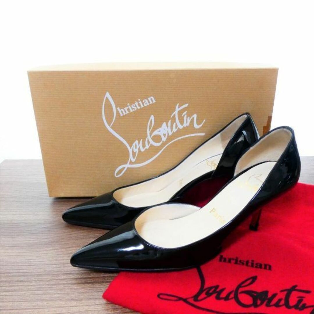 美品 Christian Louboutin エナメル ポインテッドトゥパンプス