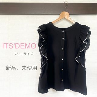 イッツデモ(ITS'DEMO)の【新品】ITS’DEMO ブラウス　ブラック　フリーサイズ(シャツ/ブラウス(半袖/袖なし))