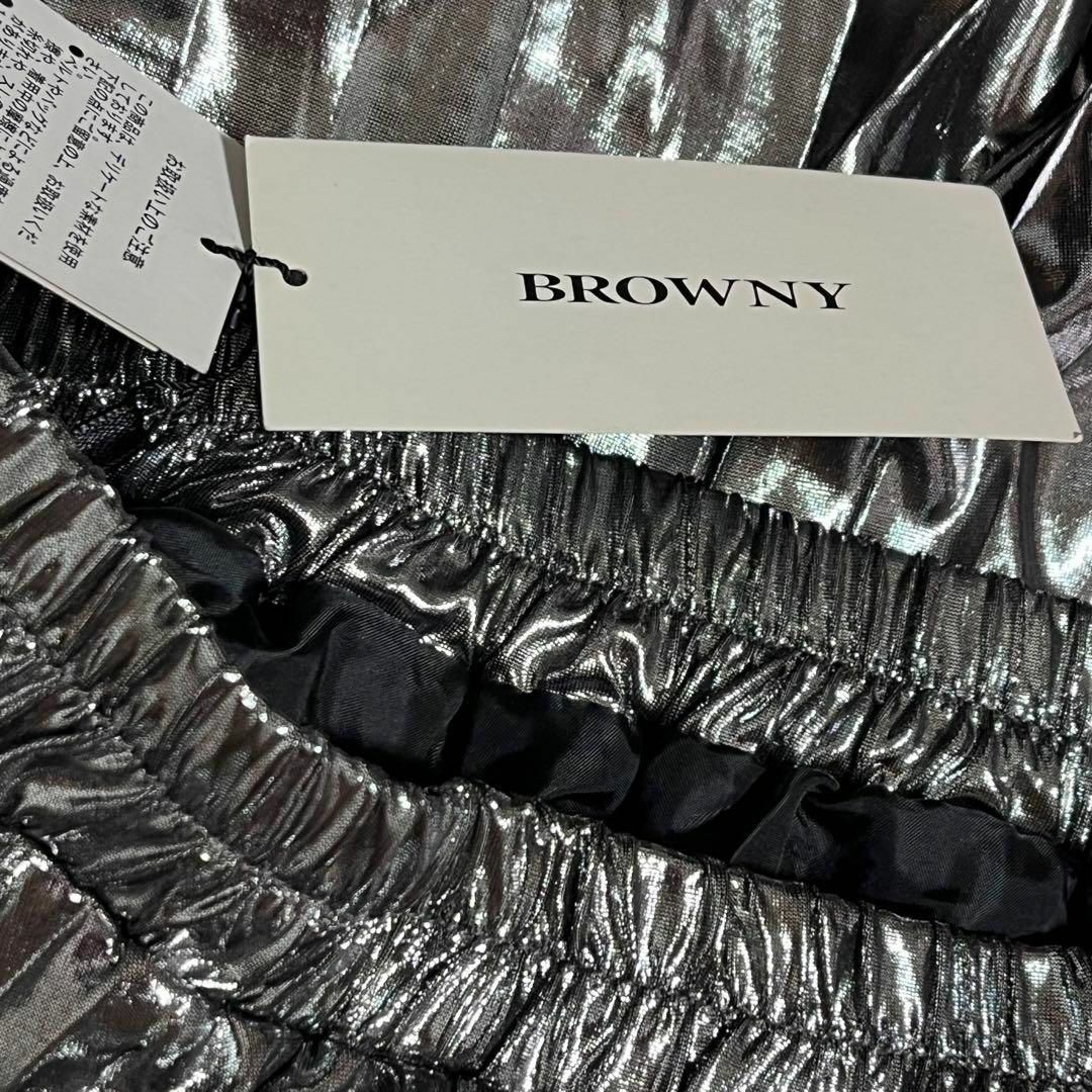 BROWNY(ブラウニー)の【2756】BROWNY プリーツ メタリック ロングスカート レディースのスカート(ロングスカート)の商品写真