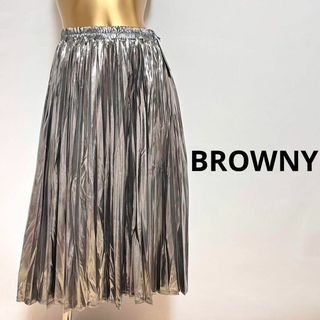 ブラウニー(BROWNY)の【2756】BROWNY プリーツ メタリック ロングスカート(ロングスカート)