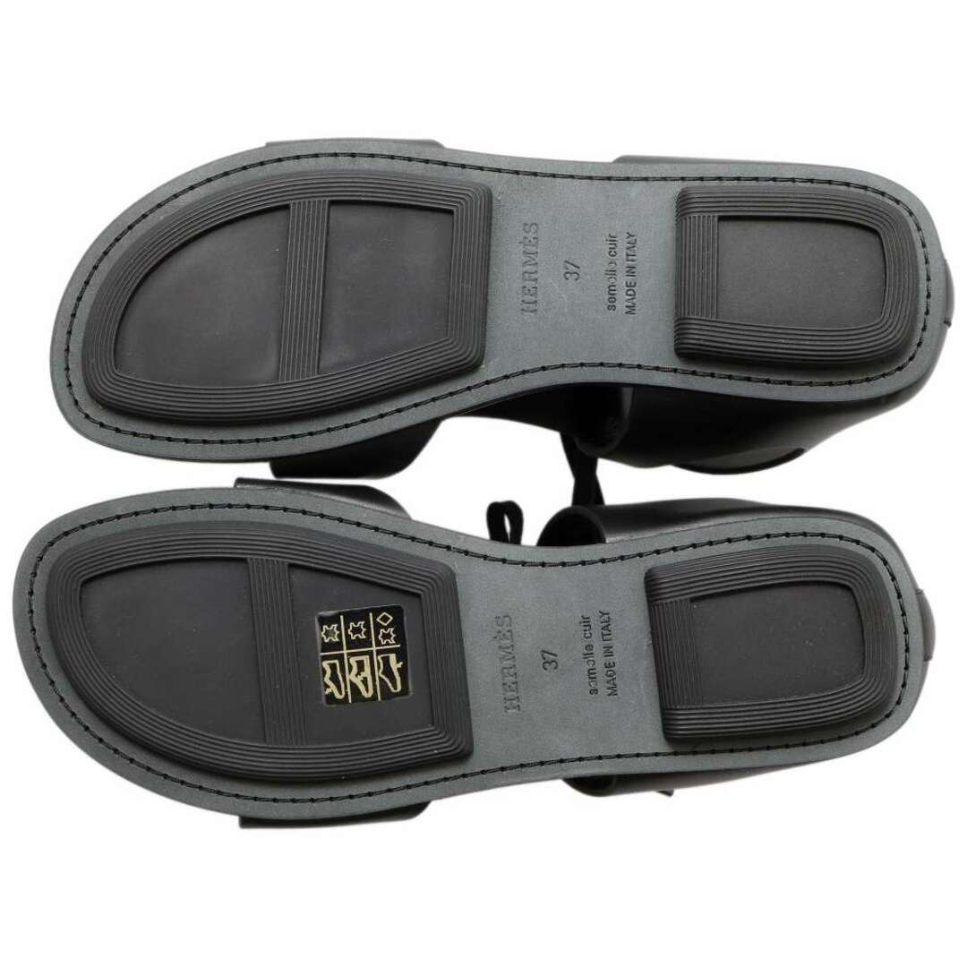 エルメス サンダル ガラテ カーフレザー レディースサイズ37 HERMES 靴 黒