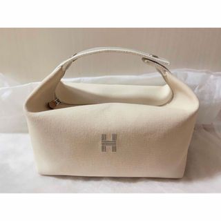 HERMESブリッドアブラックキャンバスポーチ☆エルメス生成りナチュラル