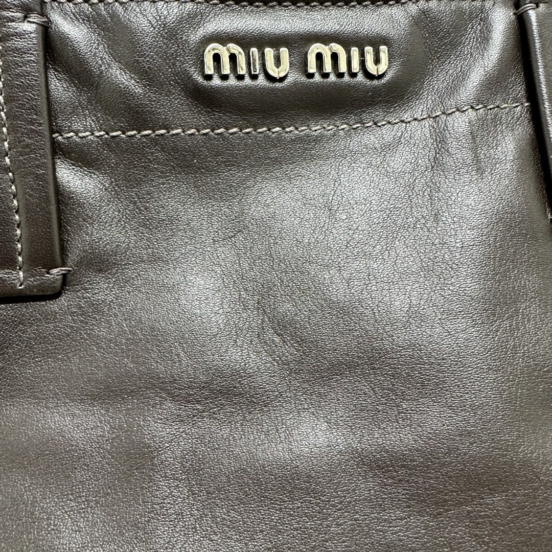 ミュウミュウ MIUMIU バイカラー ロゴ トートバッグ レザー ブラック/ブラウン
