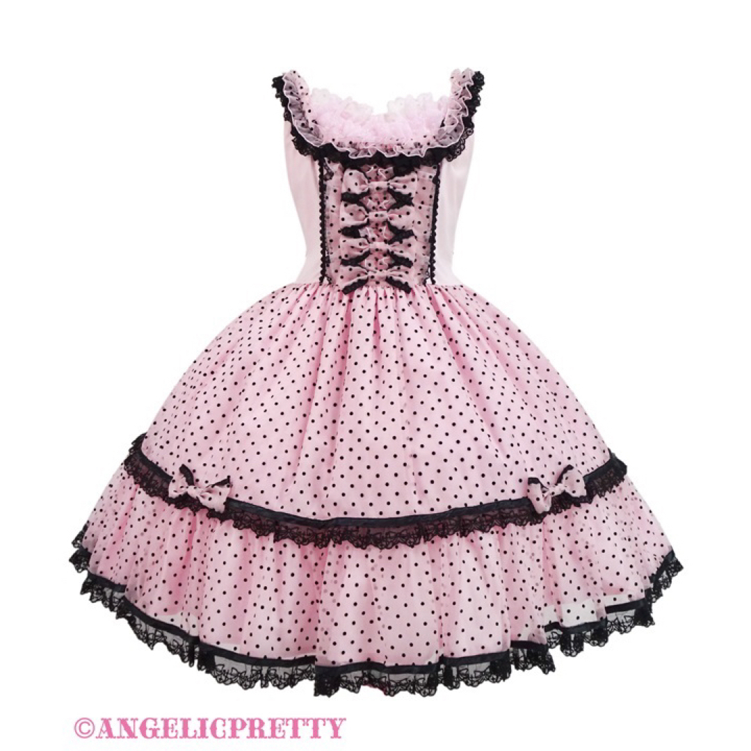 Angelic Pretty(アンジェリックプリティー)のDreamy Dolce Ribbonジャンパースカート レディースのワンピース(ロングワンピース/マキシワンピース)の商品写真