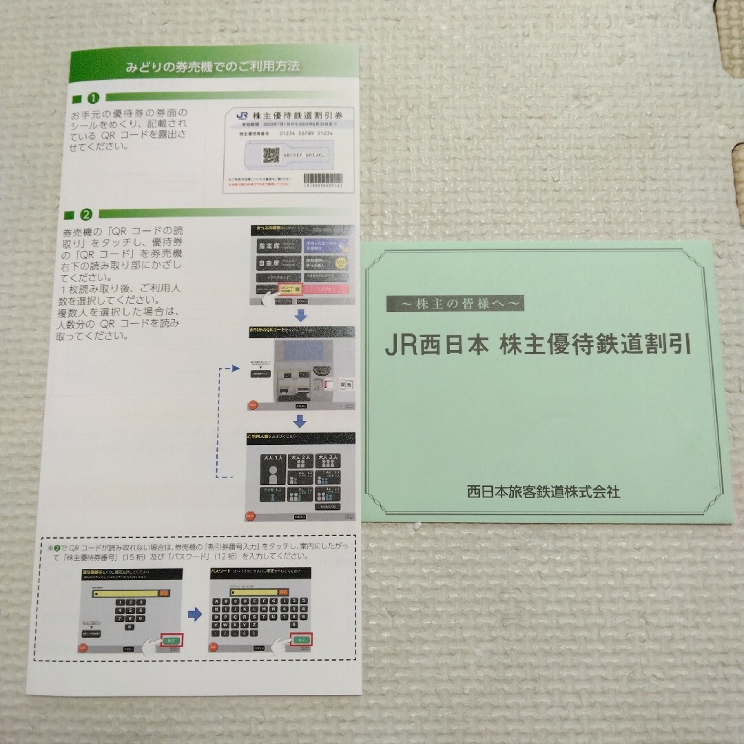 JR西日本株主優待鉄道割引券　1枚