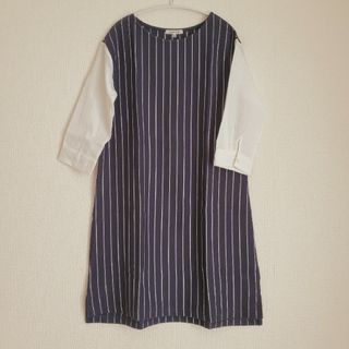 グローバルワーク(GLOBAL WORK)の【美品】GLOBAL WORK　シャツスリーブワンピース7分袖(ひざ丈ワンピース)