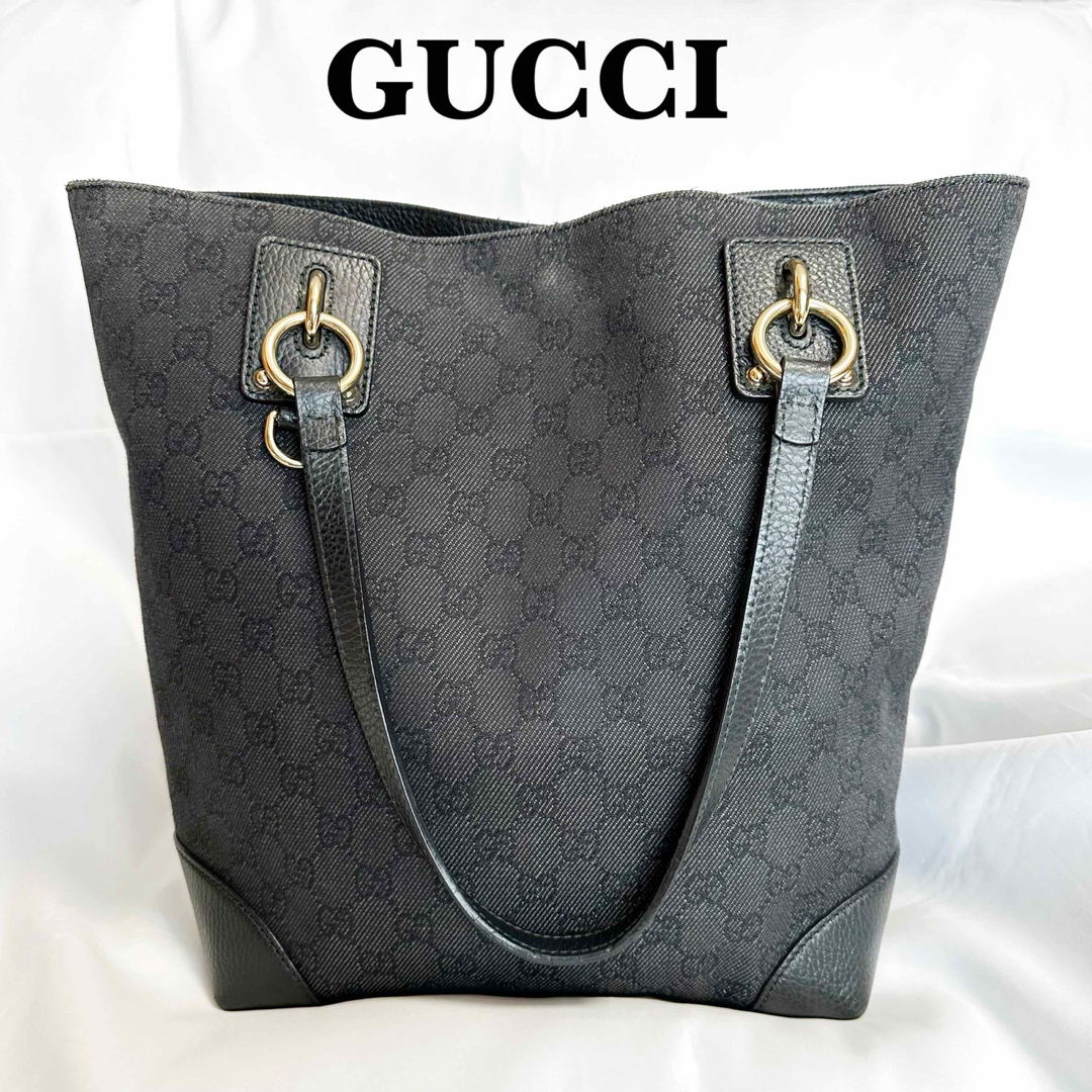Gucci(グッチ)の【正規品】GUCCI☆GGキャンバス 黒 トートバッグ レディースのバッグ(トートバッグ)の商品写真