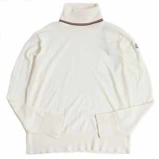 モンクレール(MONCLER)の未使用品□2021年製 モンクレール CICLISTA TRICOT ロゴワッペン トリコロール ウール タートルネックニット/セーター アイボリー XL 正規(ニット/セーター)