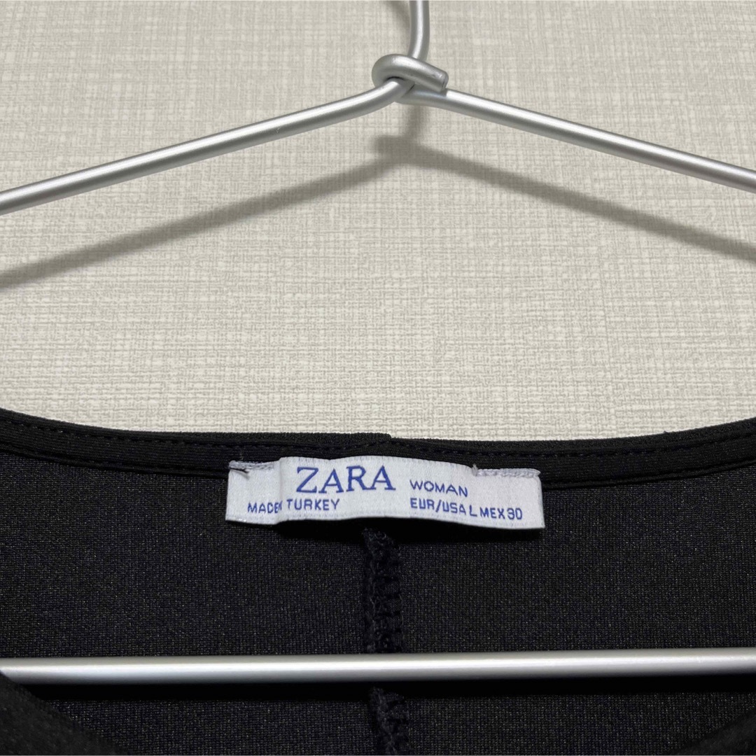 ZARA(ザラ)のZARA トップス　ブラック　L レディースのトップス(カットソー(半袖/袖なし))の商品写真