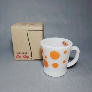 ファイヤーキング(Fire-King)のFire-King ファイヤーキング ポルカドット マグカップ オレンジ(食器)