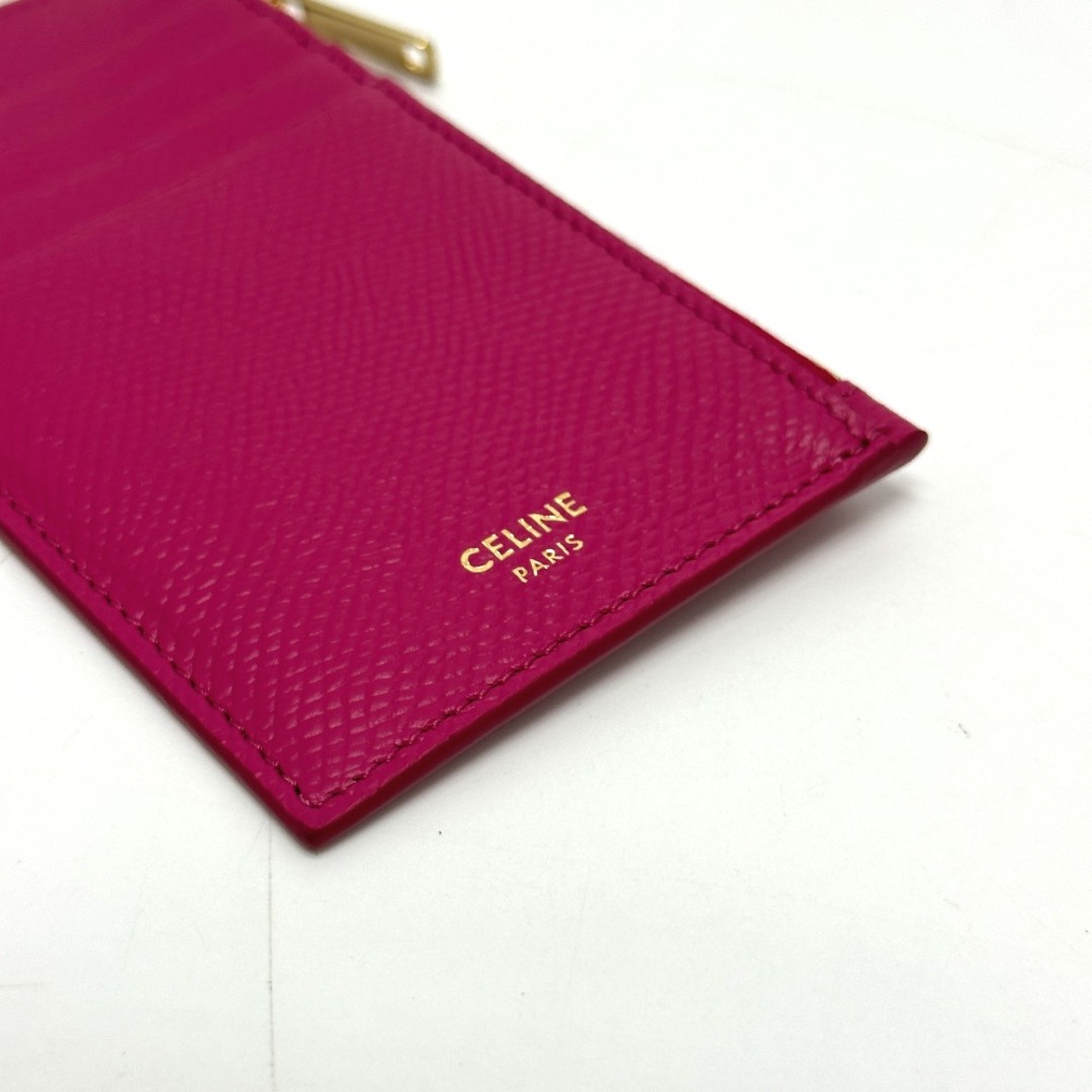 セリーヌ CELINE ジップドカードホルダー ロゴ カードケース レザー ピンク 美品