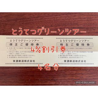 東濃鉄道 株主優待券 とうてつグリーンツアー 旅行 4%割引券 2枚 4名分(その他)