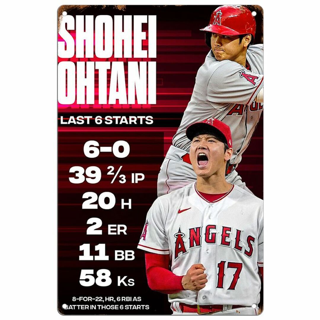 MLB ロサンゼルス・エンゼルス 大谷翔平 ブリキ看板 サビ風あり 6 | フリマアプリ ラクマ