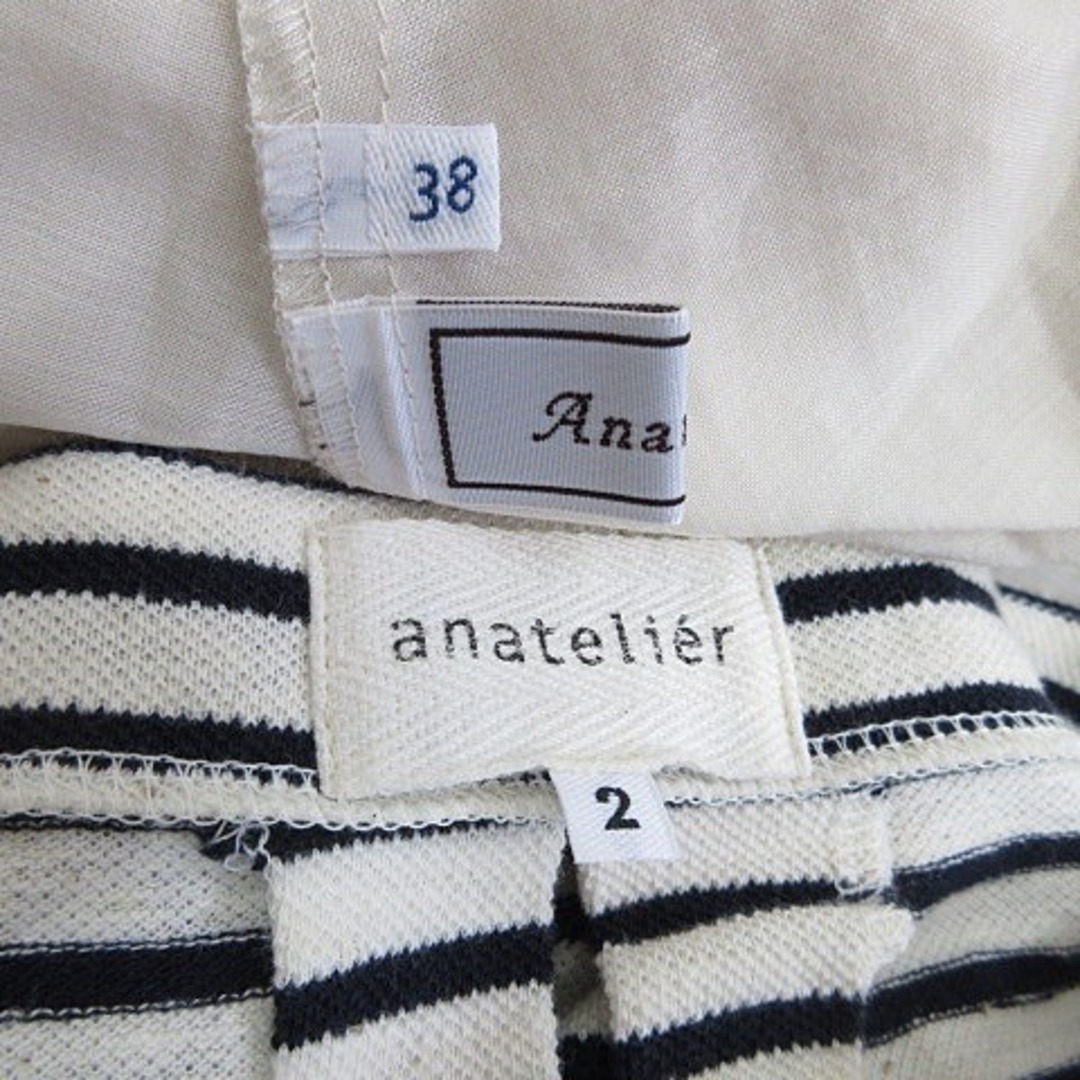 anatelier(アナトリエ)のアナトリエ ワンピース ブラウス 2枚セット ひざ丈 半袖  ベージュ 紺 2 レディースのワンピース(ひざ丈ワンピース)の商品写真