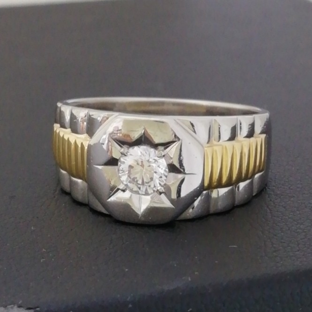 K18 & Pt900✨ダイヤ0.414ct✨付き✨金プラチナコンビ◇リング✨の通販