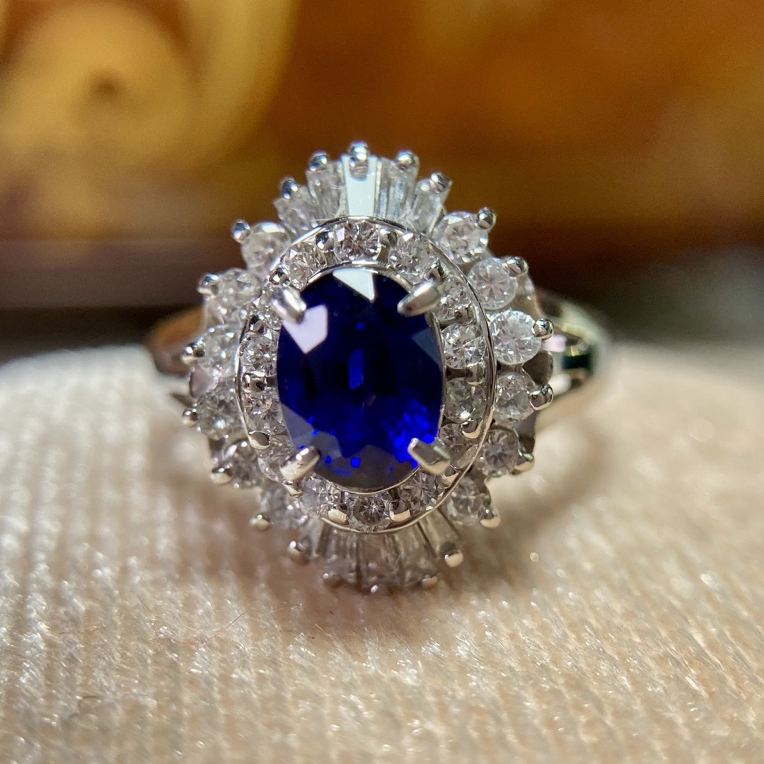 pt900 ロイヤルブルーサファイア0.71ct D0.46ct  6号　リング レディースのアクセサリー(リング(指輪))の商品写真