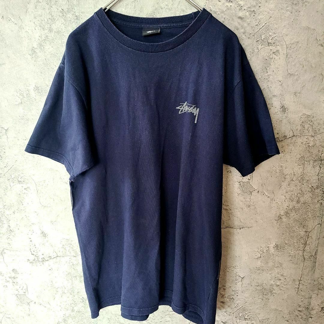 STUSSY - 49【希少】ステューシー ビックロゴ Tシャツ ネイビー サイズ ...