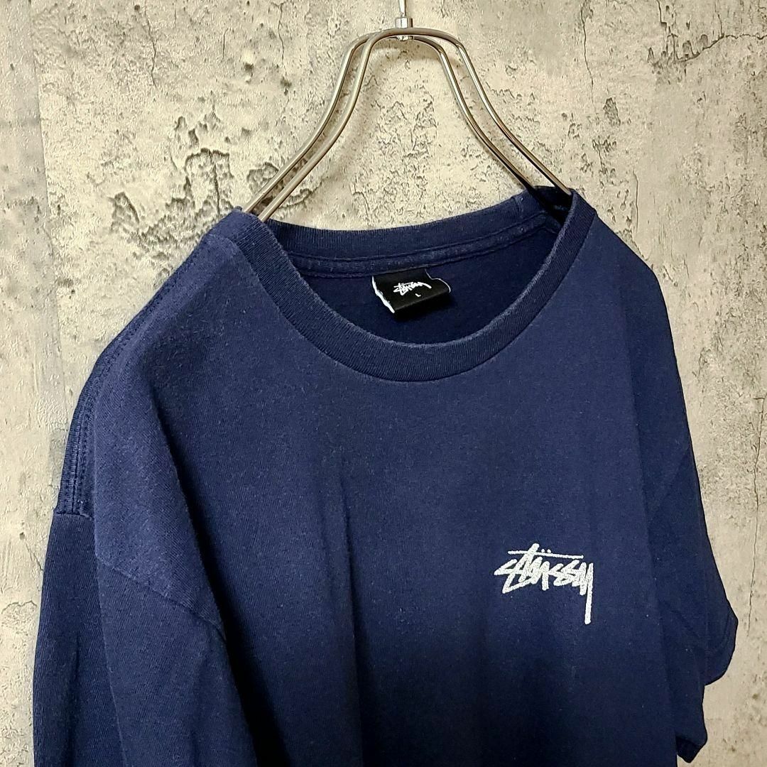 STUSSY - 49【希少】ステューシー ビックロゴ Tシャツ ネイビー サイズ ...