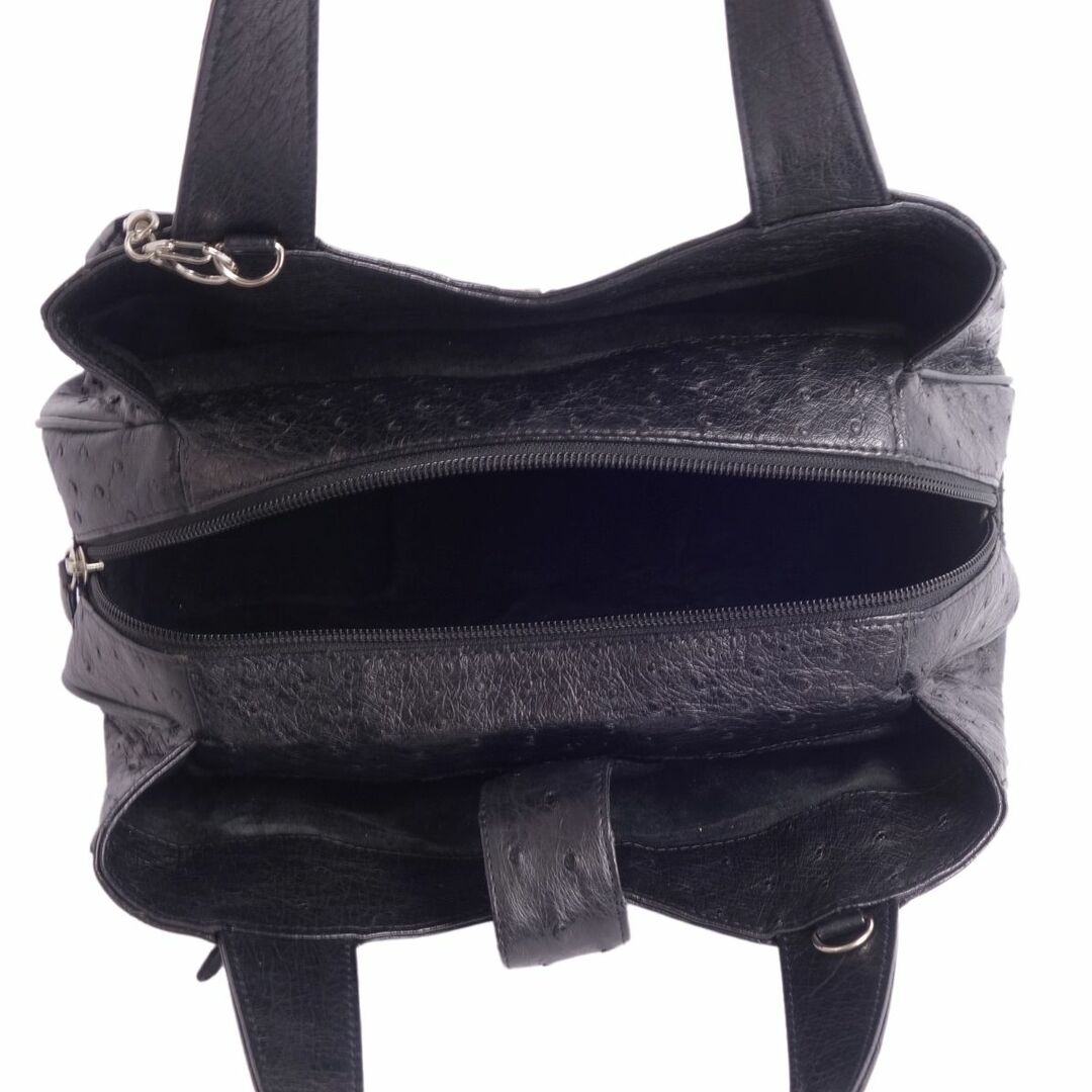 OSTRICH(オーストリッチ)の美品 オーストリッチ OSTRICH バッグ ハンドバッグ トートバッグ エキゾチックレザー 本革 カバン レディース ブラック レディースのバッグ(ハンドバッグ)の商品写真