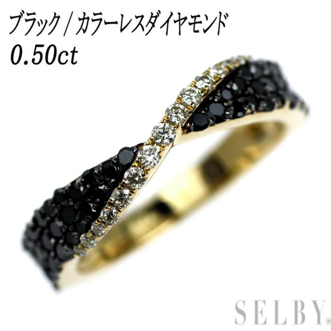 ブラックメッキ/ K18YG ダイヤモンド ピンキーリング 0.50ct レディースのアクセサリー(リング(指輪))の商品写真